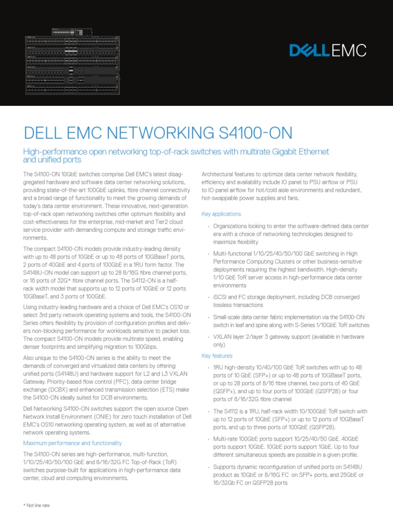 Dell Emc Networking S4100 Series Spec Sheet PDF PDF I Pv6