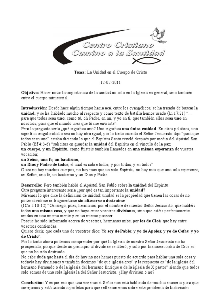 La Unidad en El Cuerpo de Cristo | PDF | Cristo (título) | Bautistas