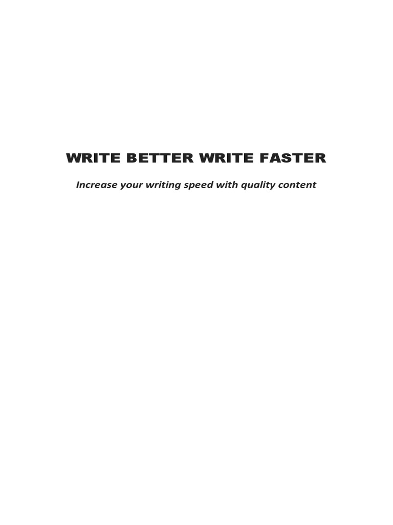 Boost Writing Speed and Quality Tips | PDF | Reading Comprehension | Speech