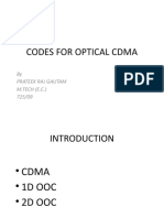Codes For Optical Cdma: by Prateek Raj Gautam M.TECH (E.C.) 725/09