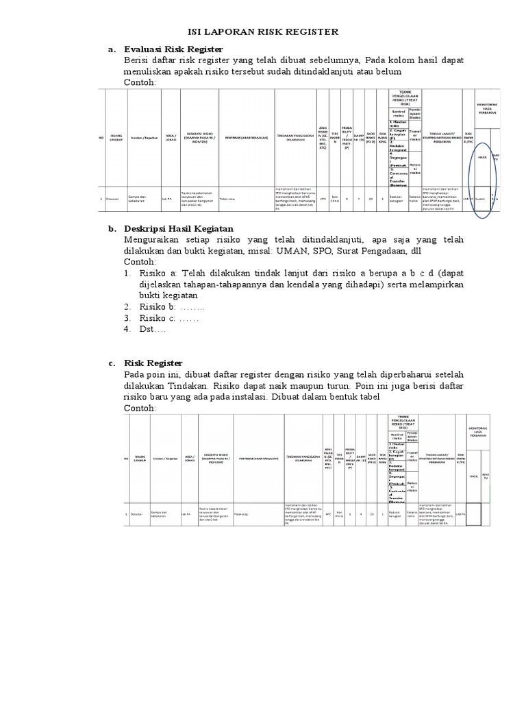 Laporan Evaluasi Risk Register Inspektorat | PDF