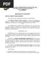 Center For Tourism Skills Institute, Inc.: Memorandum of Agreement Know All Men by These Presents