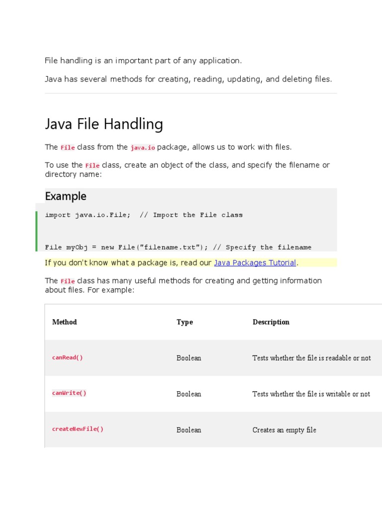Java File Handling | Download Free PDF | Filename | Computer File