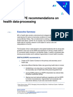 DIGITALEUROPE Recommendations On Health Data-Processing: Executive Summary