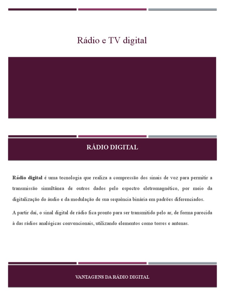 Rádio e TV Digital Slides | PDF | Televisão digital | Radiodifusão