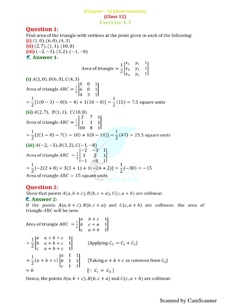 Chapter 4 Maths Class 12 NCERT PDF | PDF