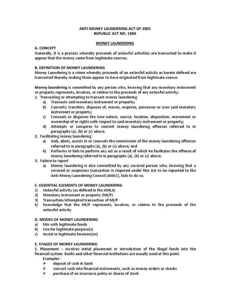 Anti-Money Laundering Act of 2001 | PDF | Money Laundering | Terrorism ...
