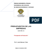 GUIA NRO III. Presupuesto de Produccion. PRESUPUESTO DE LAS EMPRESAS