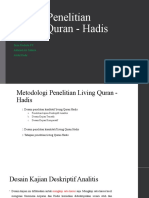 Desain Penelitian Living Quran - Hadis