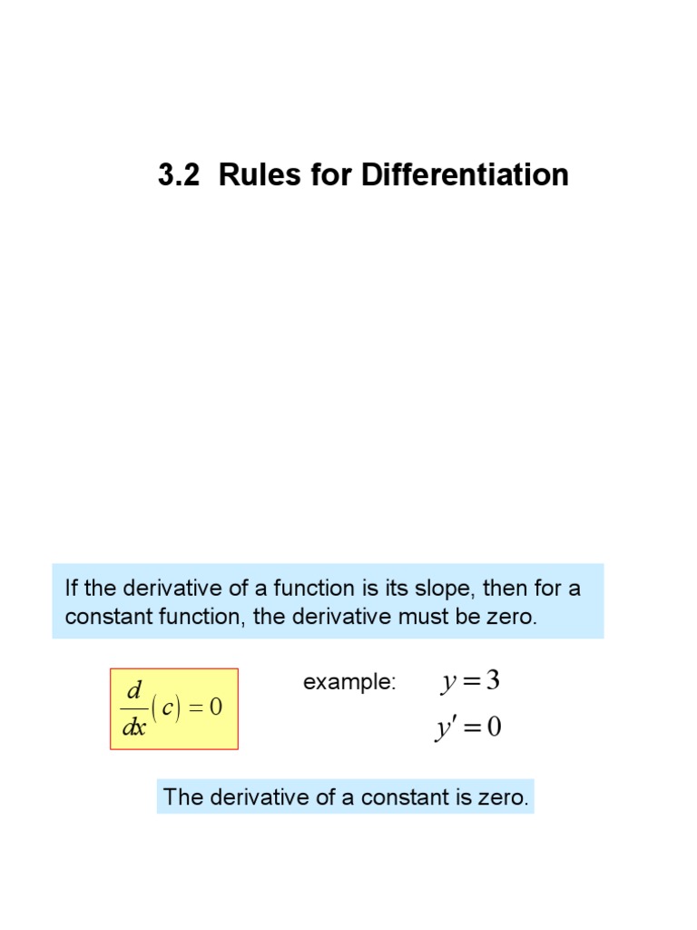 Lecture 3.2 Rules For Differentiation | PDF