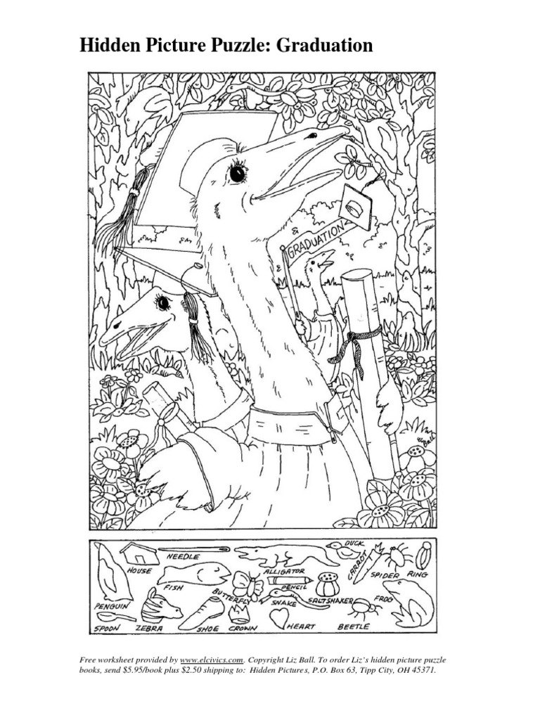Hidden Picture Puzzle: Graduation | PDF