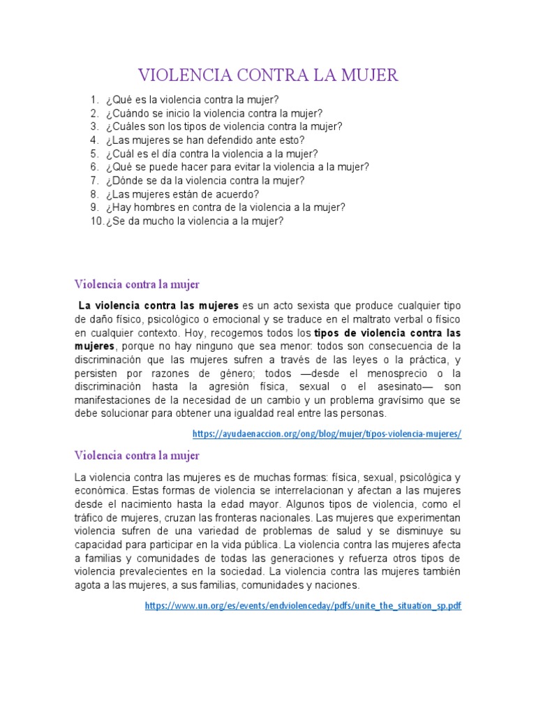 Violencia Contra La Mujer | PDF | Derechos de igualdad | La violencia ...