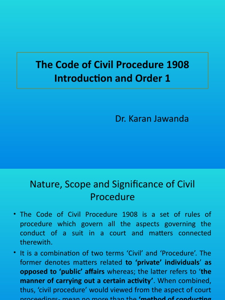 The Code of Civil Procedure 1908 | PDF | Joinder | Lawsuit