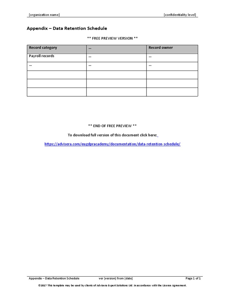 04.5 Appendix Data Retention Schedule Integrated Preview EN | PDF ...