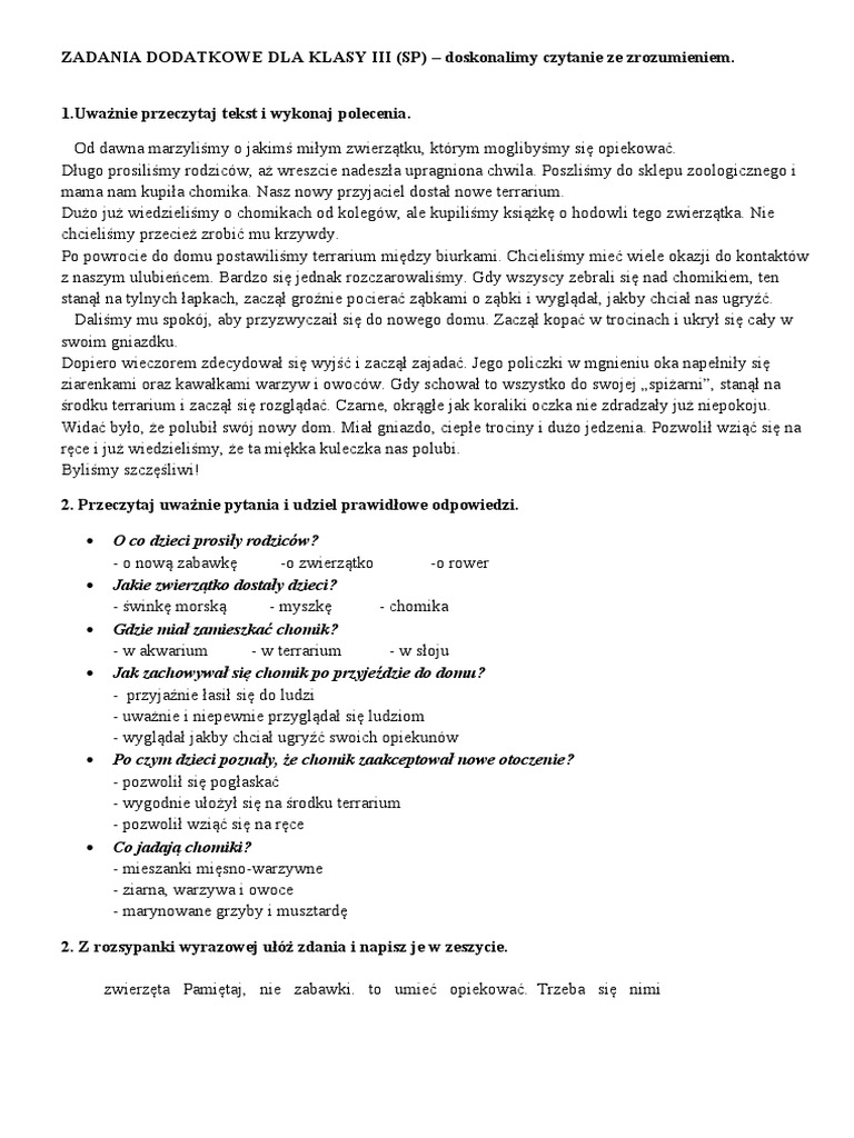 Czytanie Ze Zrozumieniem Kl 6 Pdf