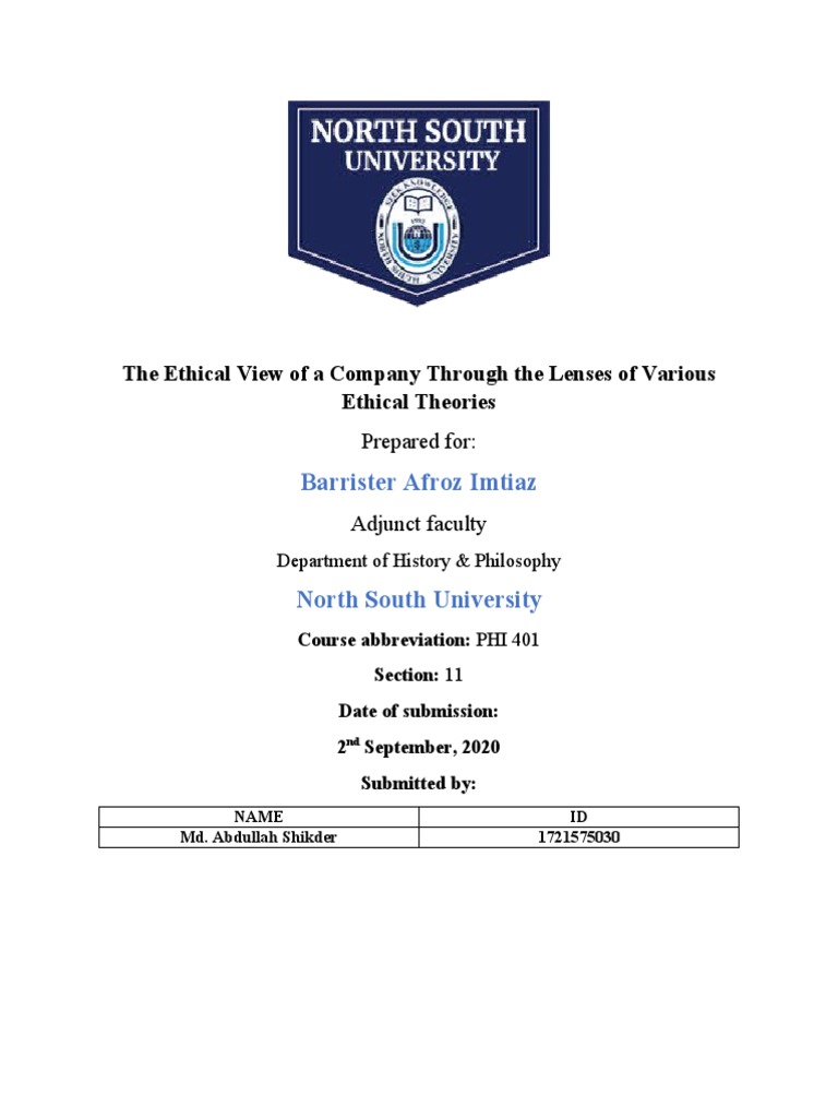 Barrister Afroz Imtiaz The Ethical View of A Company Through The