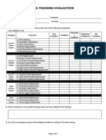 Pre-Training Evaluation: Trainee's Name: Company: Date: Country