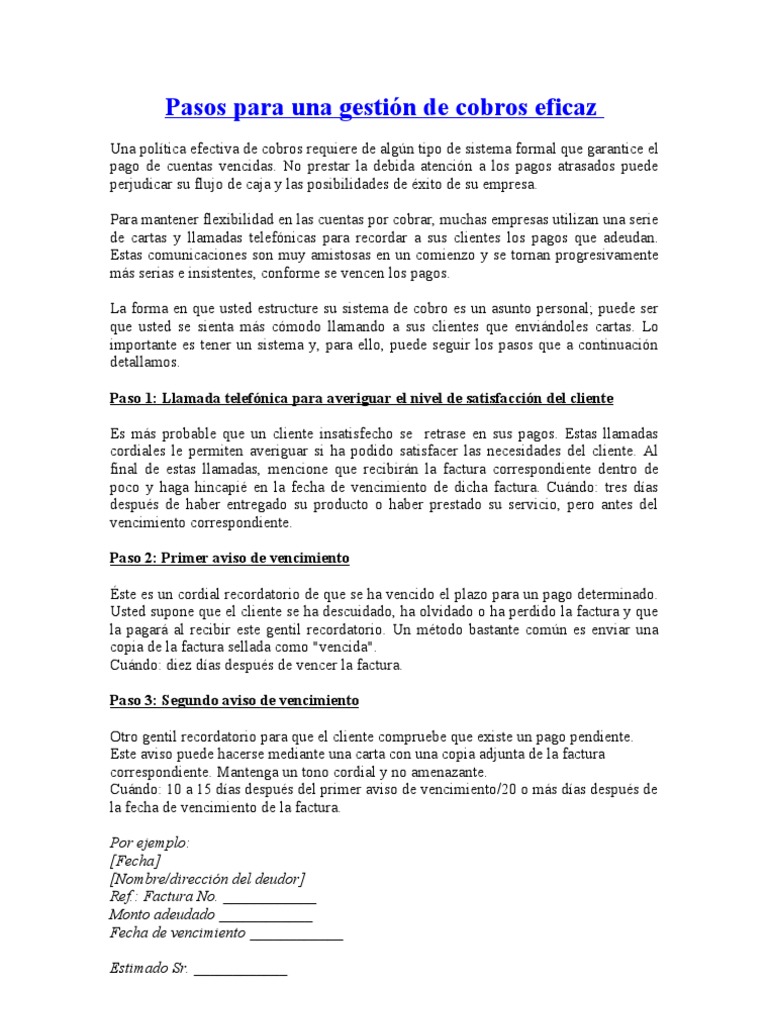 Pasos para una gestión de cobros eficaz