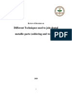 Different Techniques Used To Join Dental Metallic Parts (Soldering and Welding)