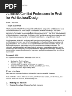 ACP - Revit For Architectural Design - Exam Objectives - 102620