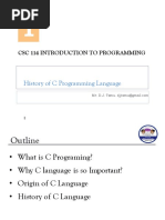 History of C Programming Language: CSC 114 Introduction To Programming