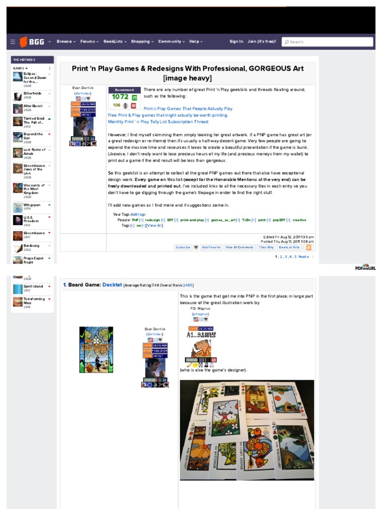 Boardgamegeek Com Geeklist 70480 Print N Play Games Redesigns