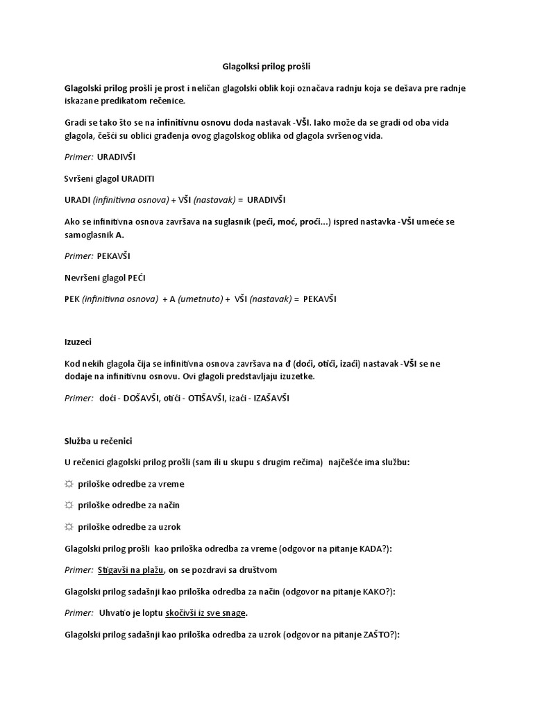 Glagolksi Prilog Prošli | PDF