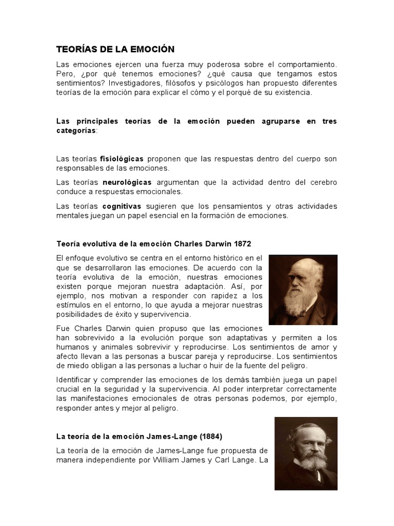 Teorías de La Emoción | PDF | Las emociones | Evolución