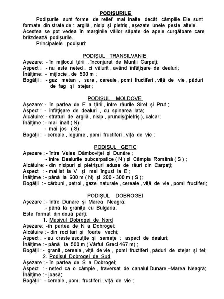 Podisurile - Schema Lectiei | PDF