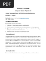 University of Zimbabwe Computer Science Department Course Name and Code: HCT 210 Software Engineering Lecturer: T Rupere Contacts: Learning Outcomes