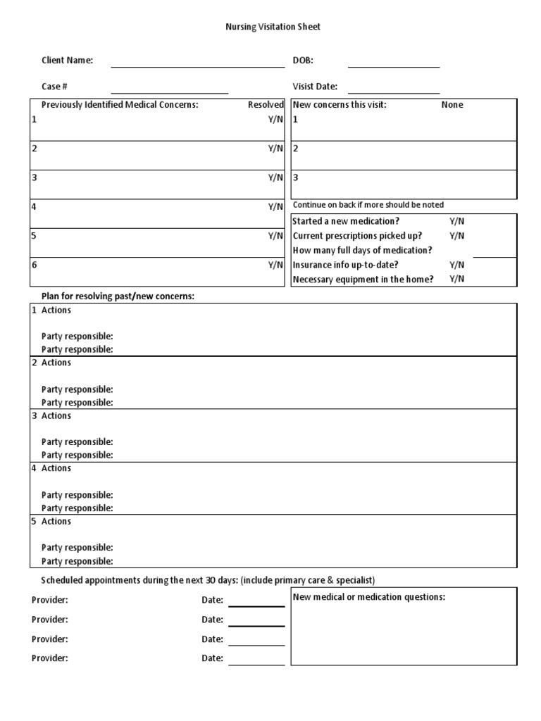 Nursing Visit Report Template | PDF