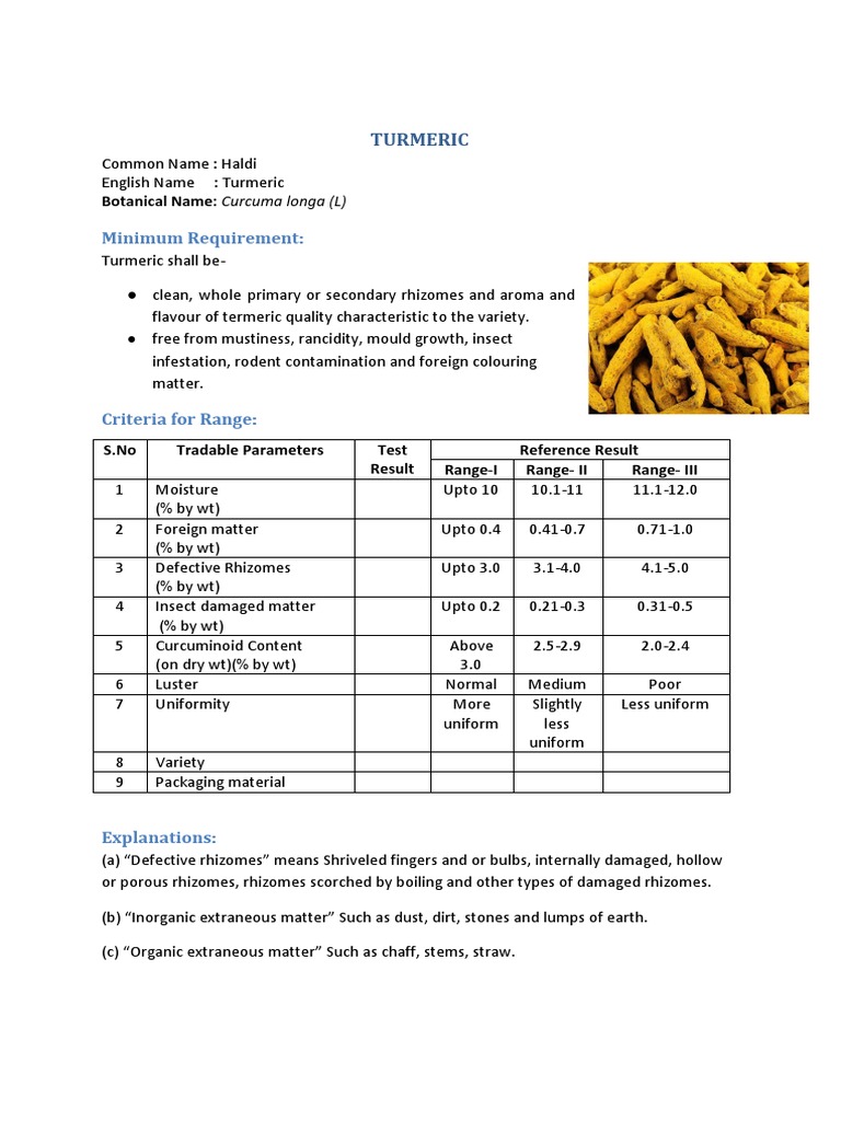Requirement Turmeric PDF Nature