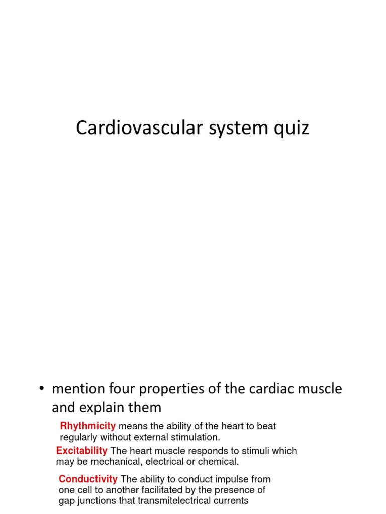 Cardiovascular System Quiz PDF Heart Blood Pressure