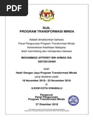 Sijil Program Transformasi Minda Pdf
