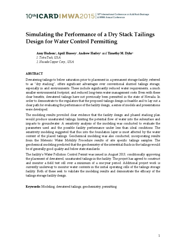 Dry Stack Tailings PDF Soil Mechanics Soil