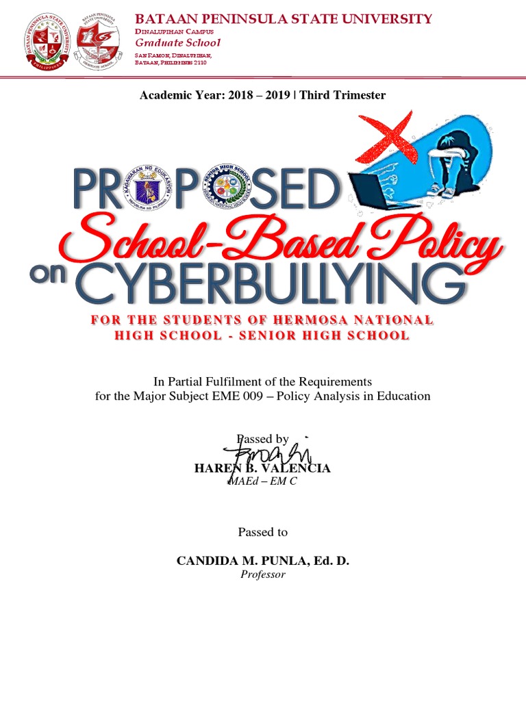 Proposed School-Based Policy On Cyberbullying - Hermosa NHS (Senior HS ...