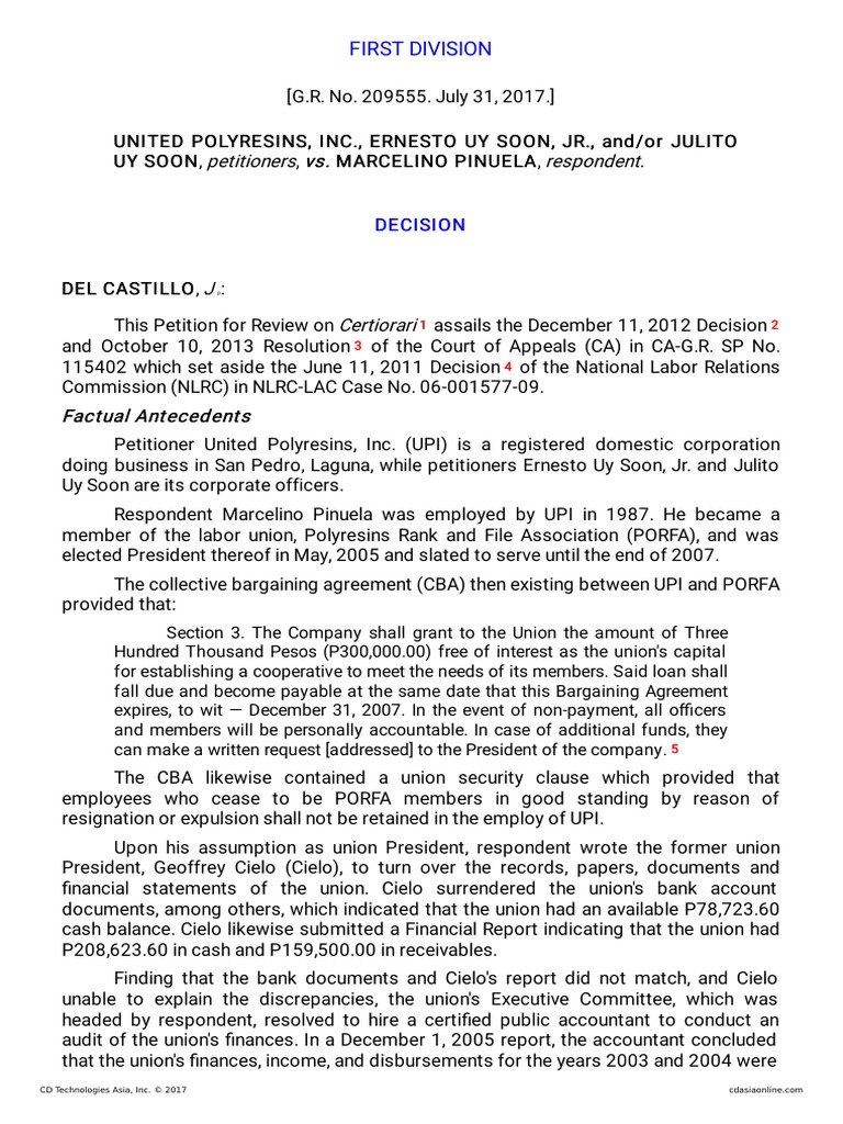 3 United Polyresin Vs Pinuela PDF Impeachment Banks