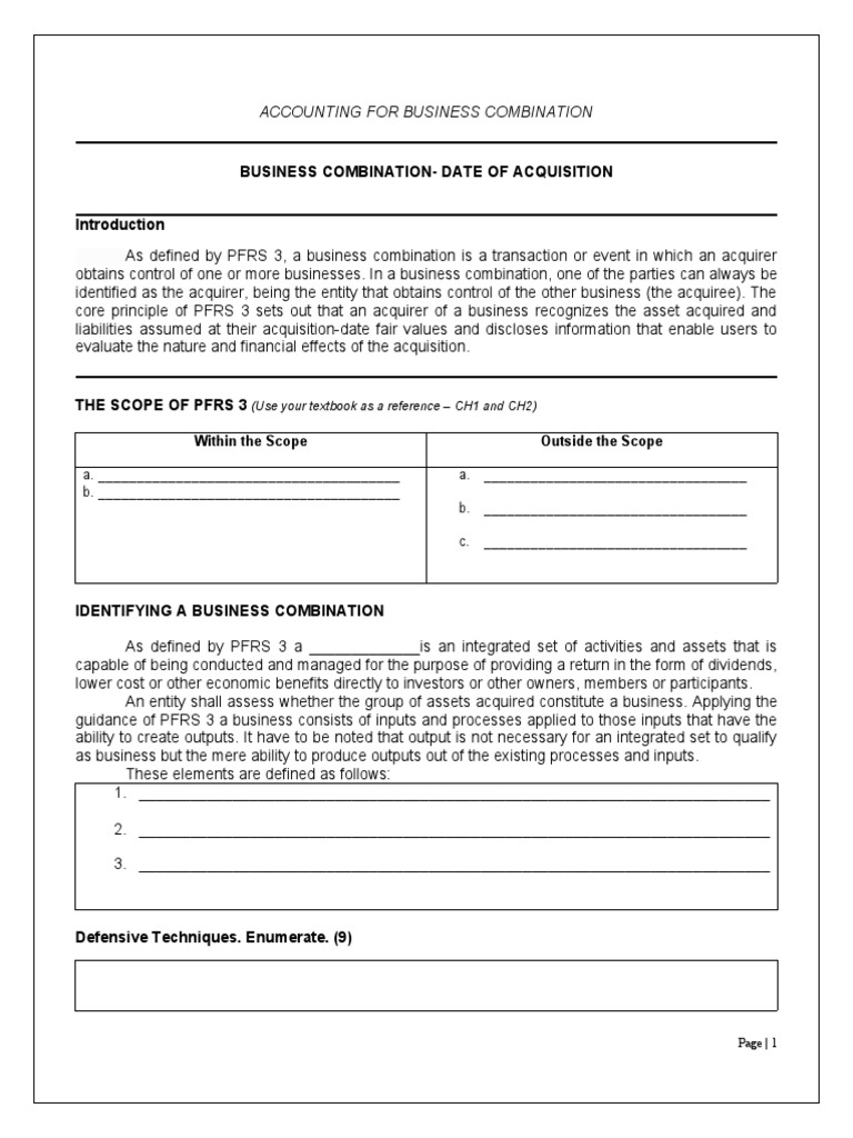 Accounting for Business Combinations | PDF | Mergers And Acquisitions ...