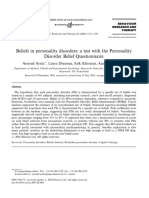 Beliefs in Personality Disorders: A Test With The Personality Disorder Belief Questionnaire