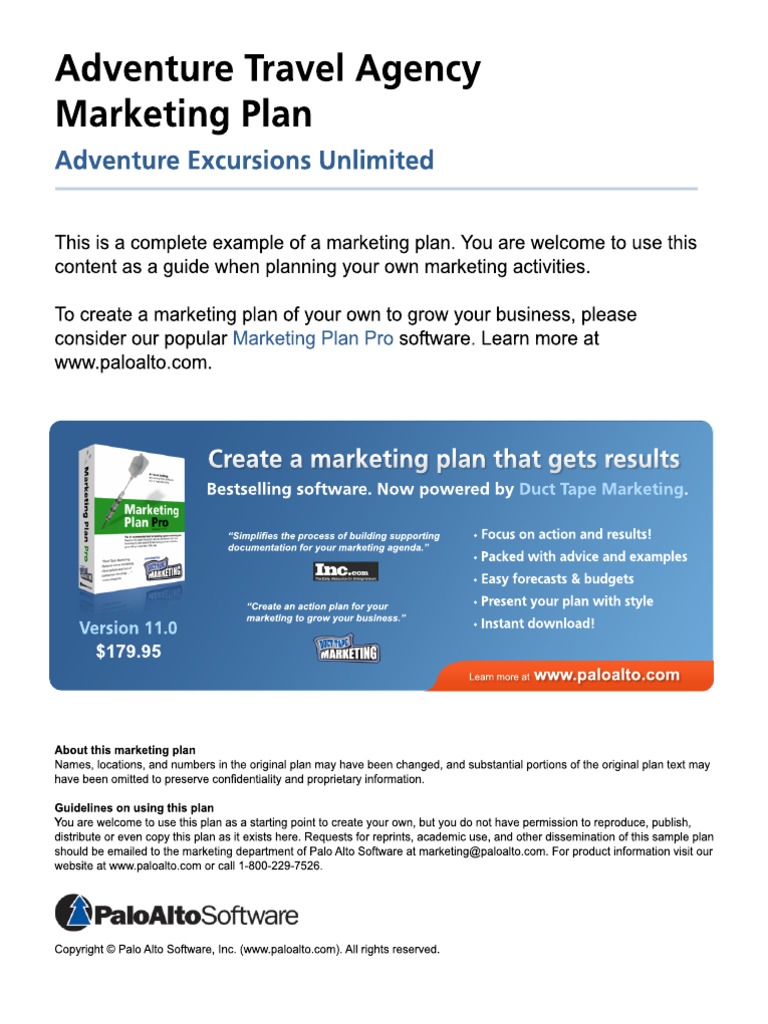 Adventure Travel Agency Marketing Plan PDF Direct Marketing