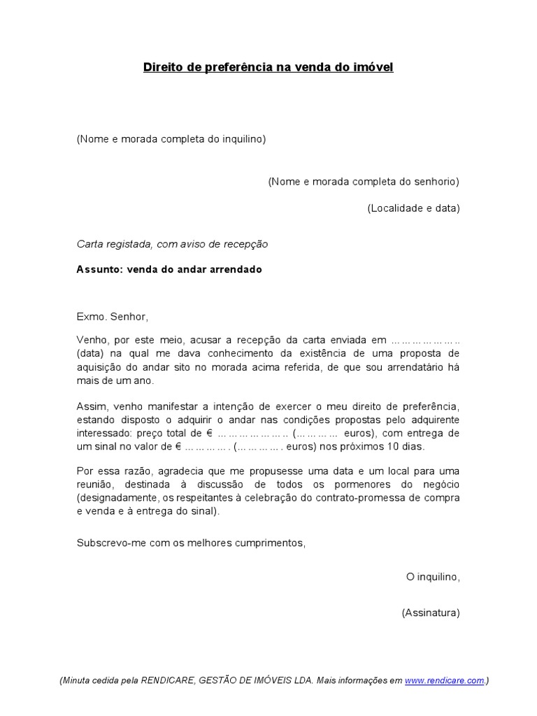 Exerc cio Do Direito De Prefer ncia PDF Direito