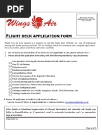 WINGS AIR Flight Deck Application Form