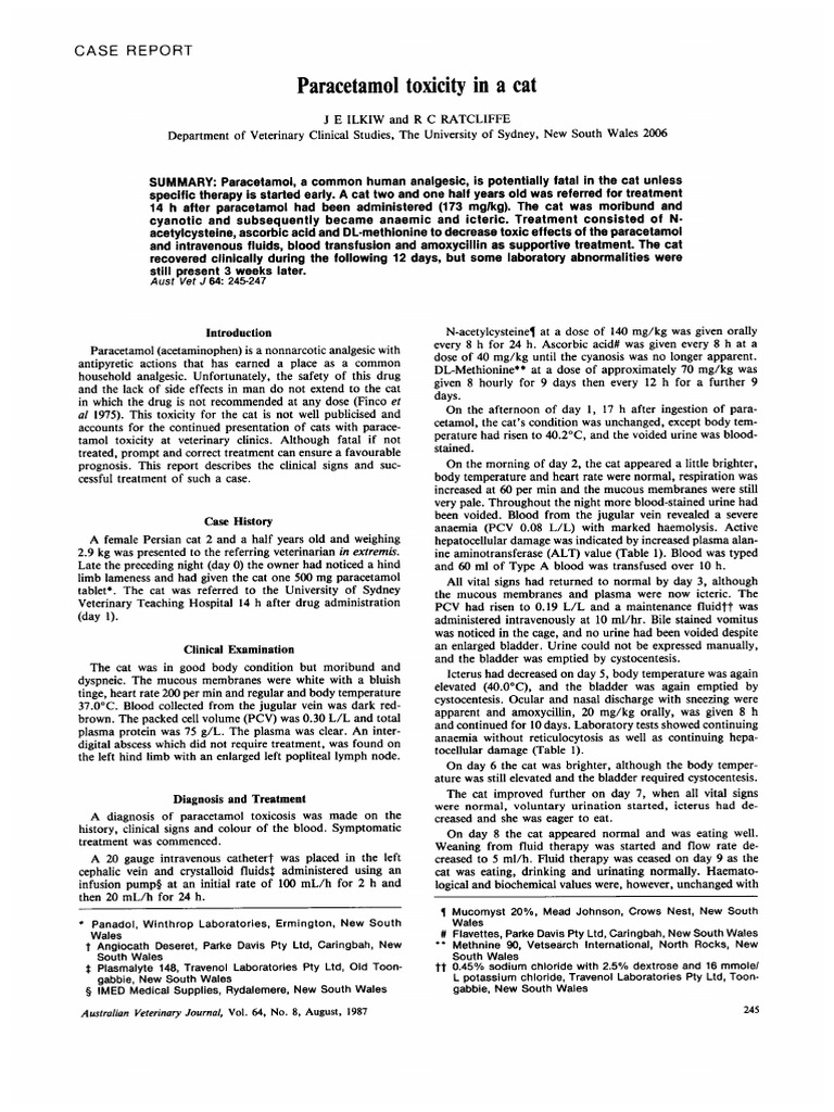 Paracetamol Toxicity Inacat Case Report PDF Glutathione