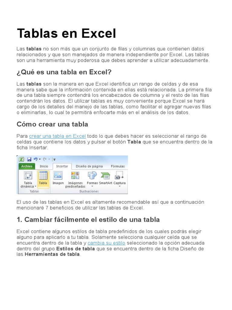 Tablas en Excel PDF Microsoft Excel Hoja de cálculo