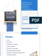 Logic & Propositiona L Equivalence: Pertemuan-2 Matematika Diskrit A (Discrete Mathematics)