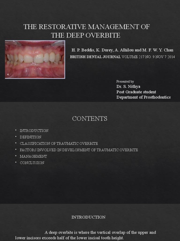 Restorative Management of Deep Overbite | PDF | Periodontology | Mouth