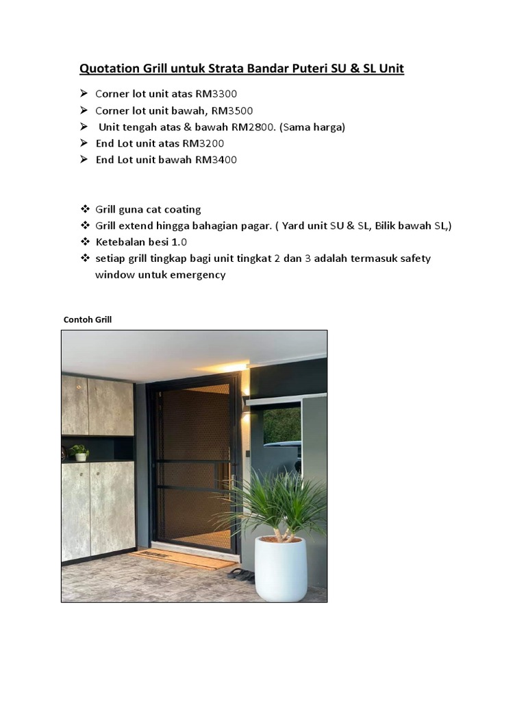 Quotation Grill Untuk Strata Bandar Puteri SU PDF
