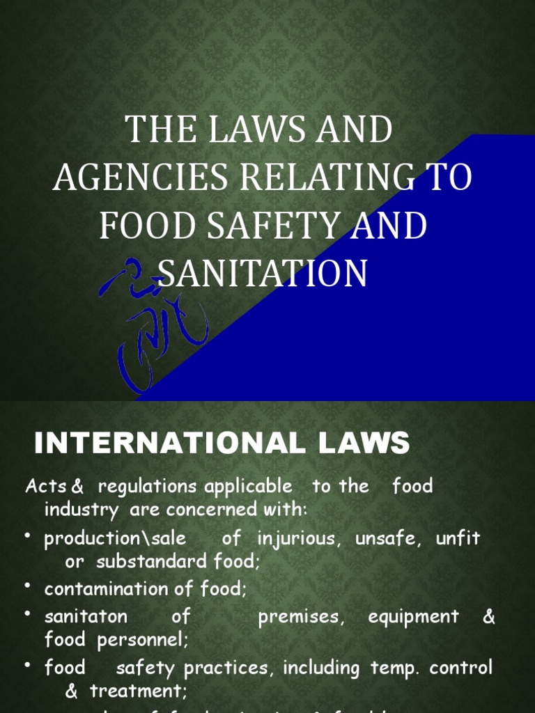 The Laws and Agencies Relating To Food Safety and Sanitation | Download ...