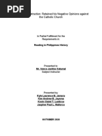 Jose Rizal's Retraction: Retained His Negative Opinions Against The Catholic Church