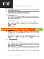 Lesson 1: Introduction To Personality: Thc6: Professional Development and Applied Ethics Bshm-Iii